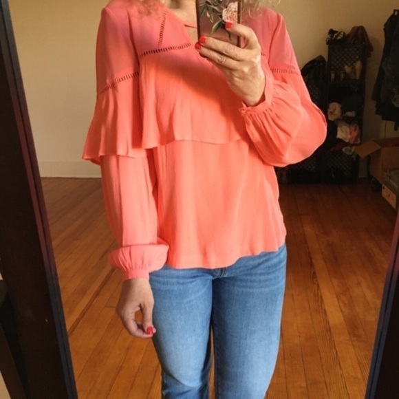NWT Coral Ruffle Top Southwestern LONG Sleeves - Picture 6 of 8